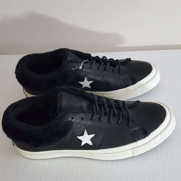 converse one star leather low top black